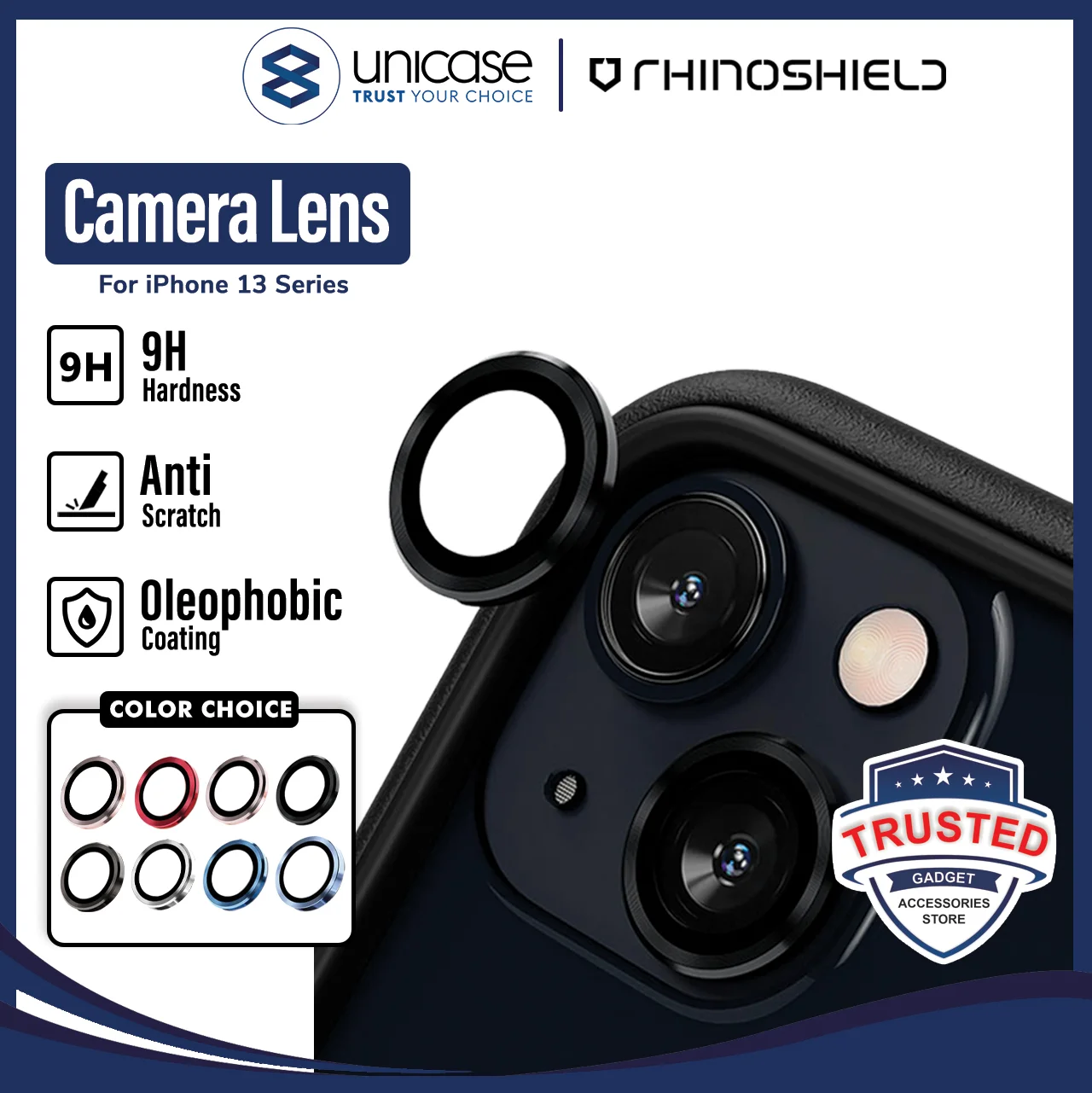 Ring Camera iPhone 13 Pro Max Mini RhinoShield 9H Tempered Glass Lens