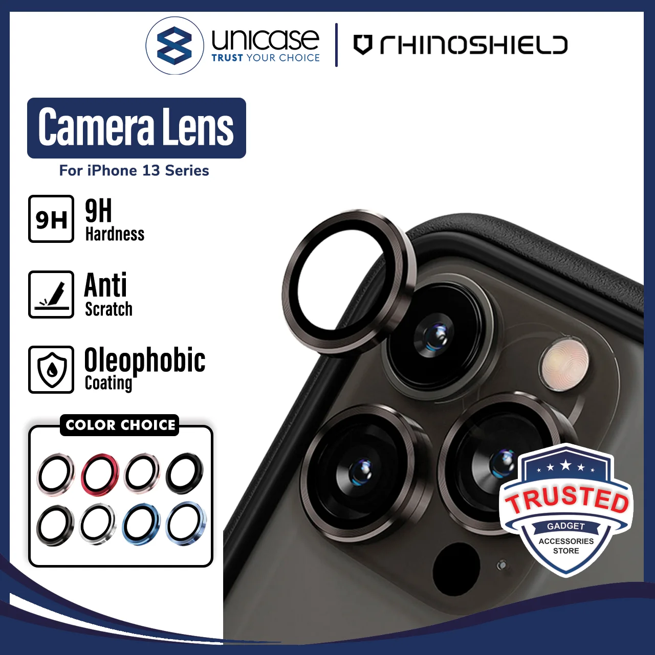 Ring Camera iPhone 13 Pro Max Mini RhinoShield 9H Tempered Glass Lens
