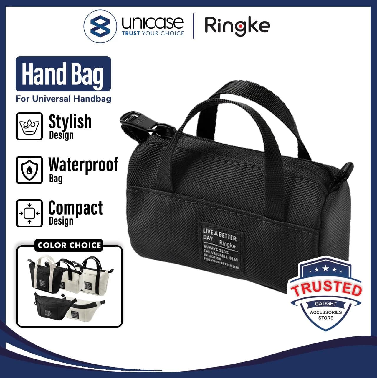 Ringke Hand Bag For Earphone Mini Pouch Card Storage Clutch Wallet Dompet