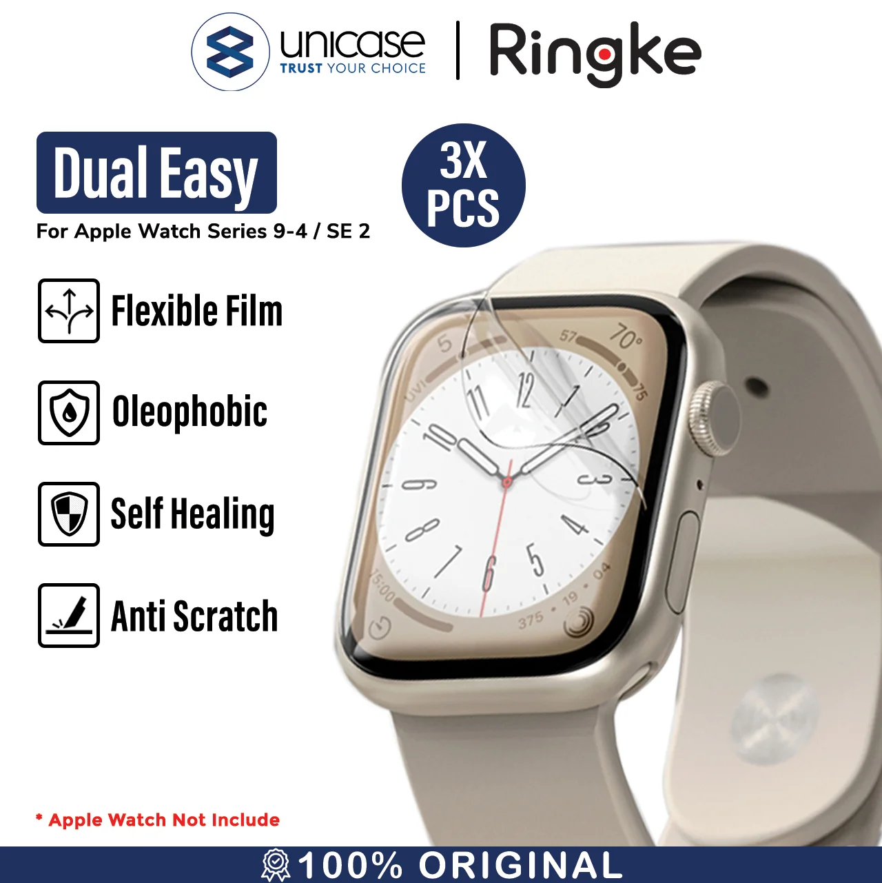 Screen Protector Apple Watch 9/8/7/SE 2 45/44/41/40mm Ringke Dual Easy