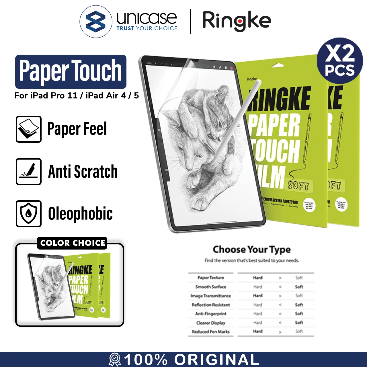 Screen Protector iPad Air 4/5 10.9/ Pro 11 Ringke Paperlike Full Cover