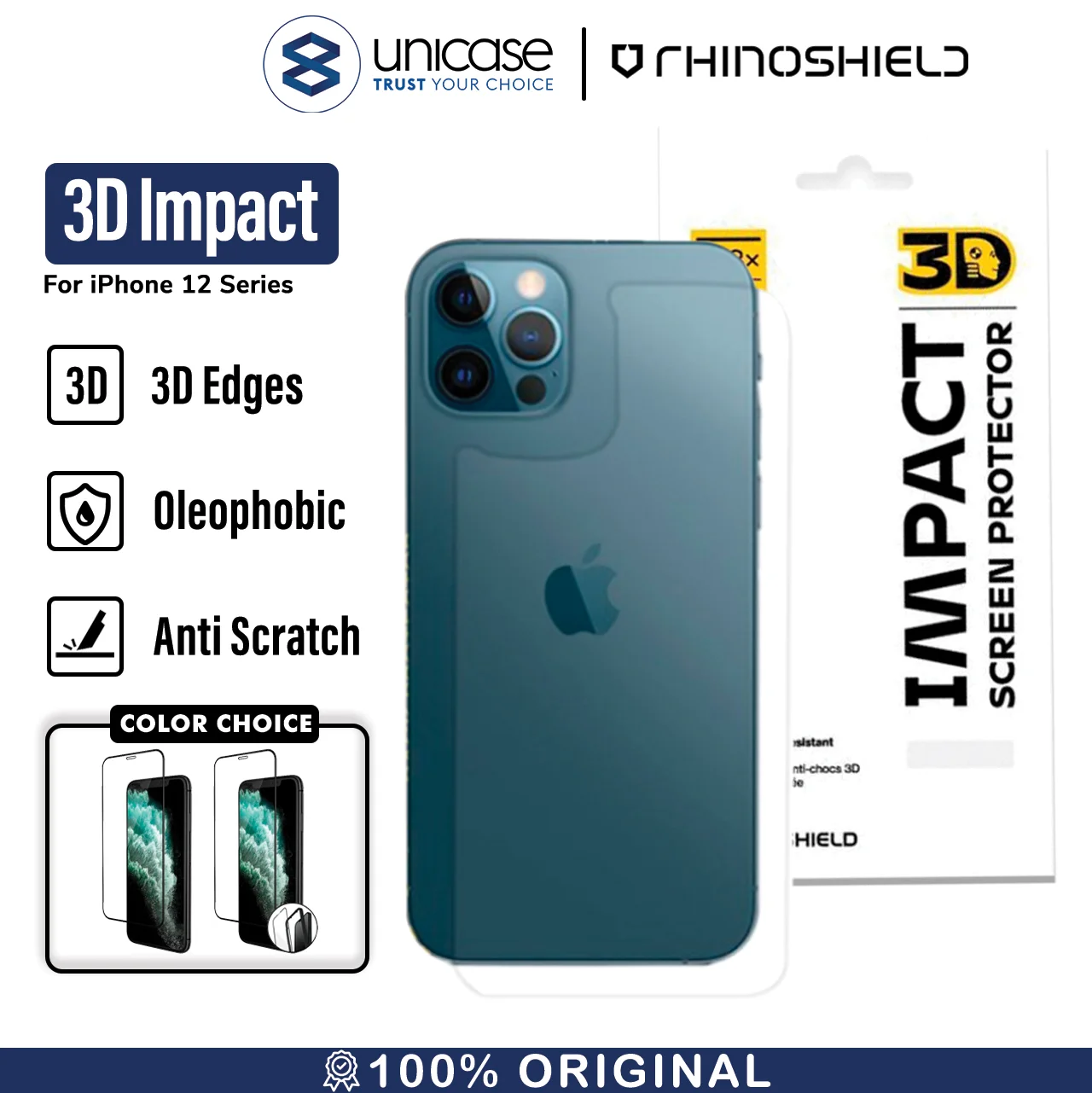 Screen Protector iPhone 12 Pro Max 12 Mini Rhinoshield 3D Impact Guard