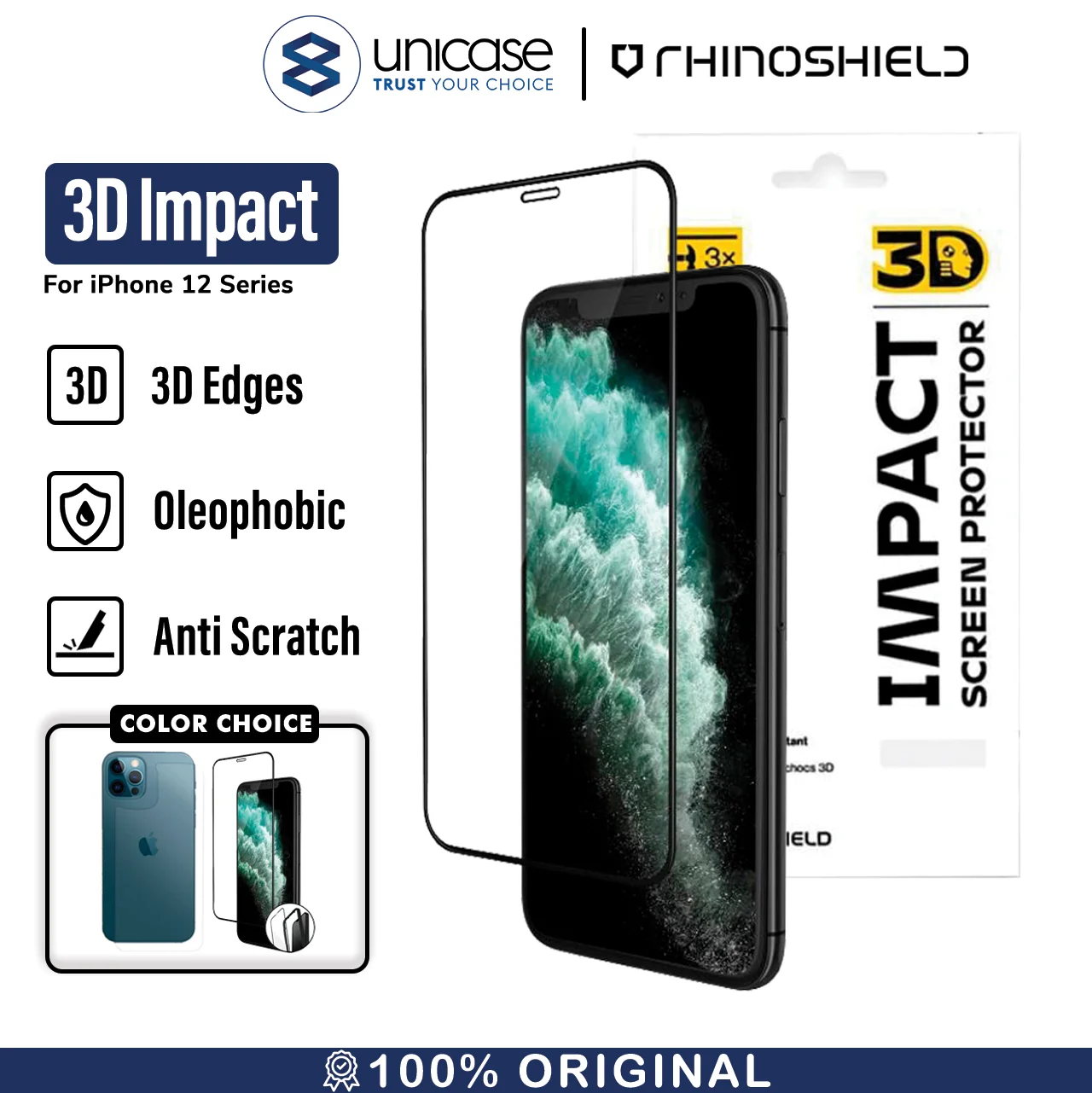 Screen Protector iPhone 12 Pro Max 12 Mini Rhinoshield 3D Impact Guard