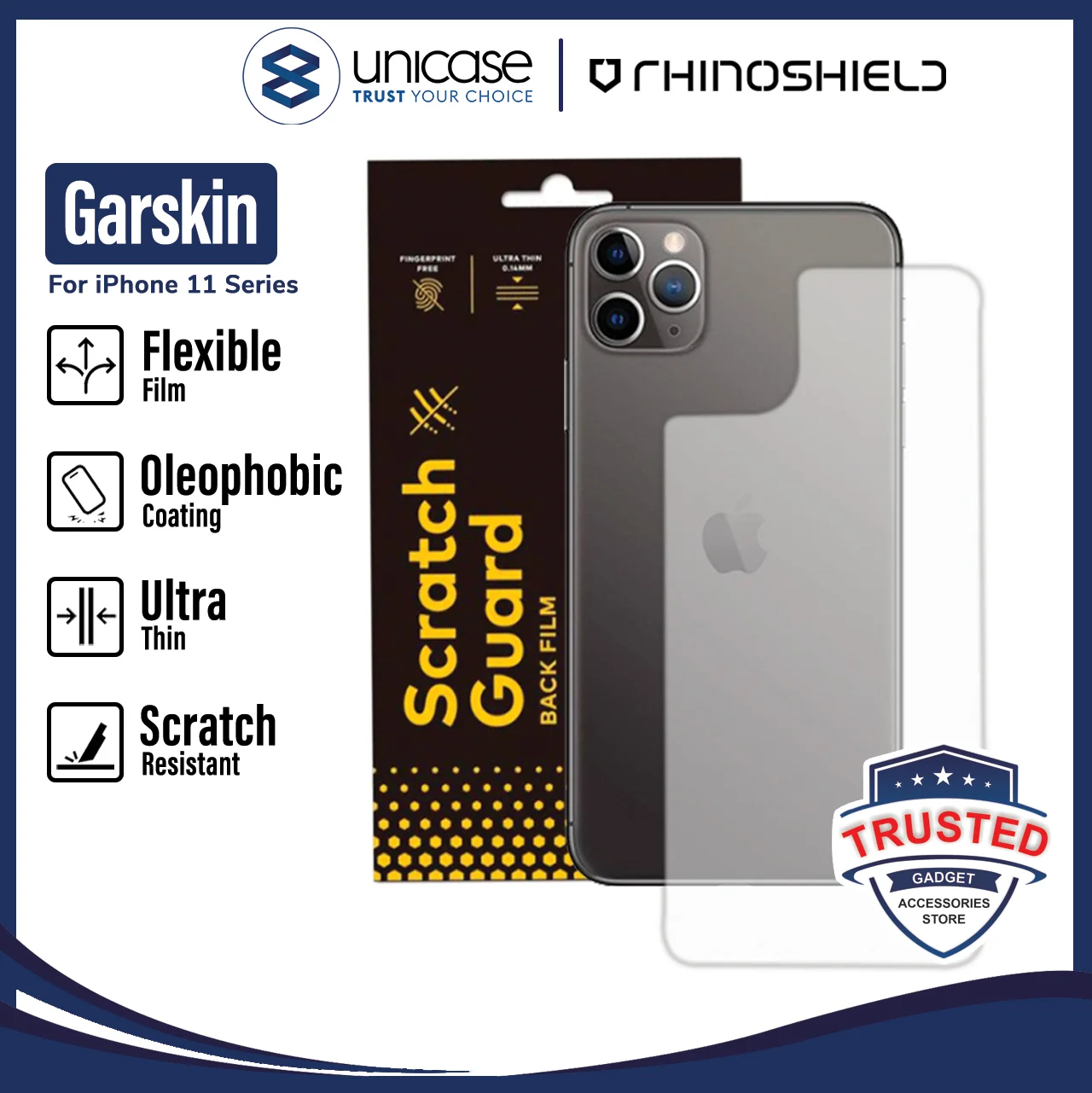 Skin Belakang iPhone 11 / Pro / Pro Max RhinoShield Back Garskin Clear