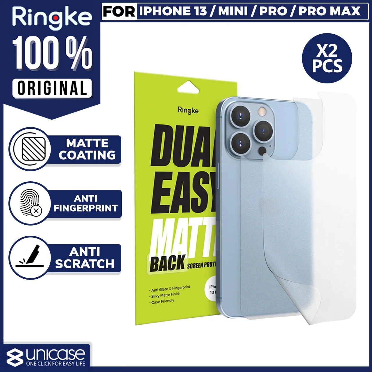 Skin Belakang iPhone 13 Pro Max Mini Ringke ID Back Protector Matte