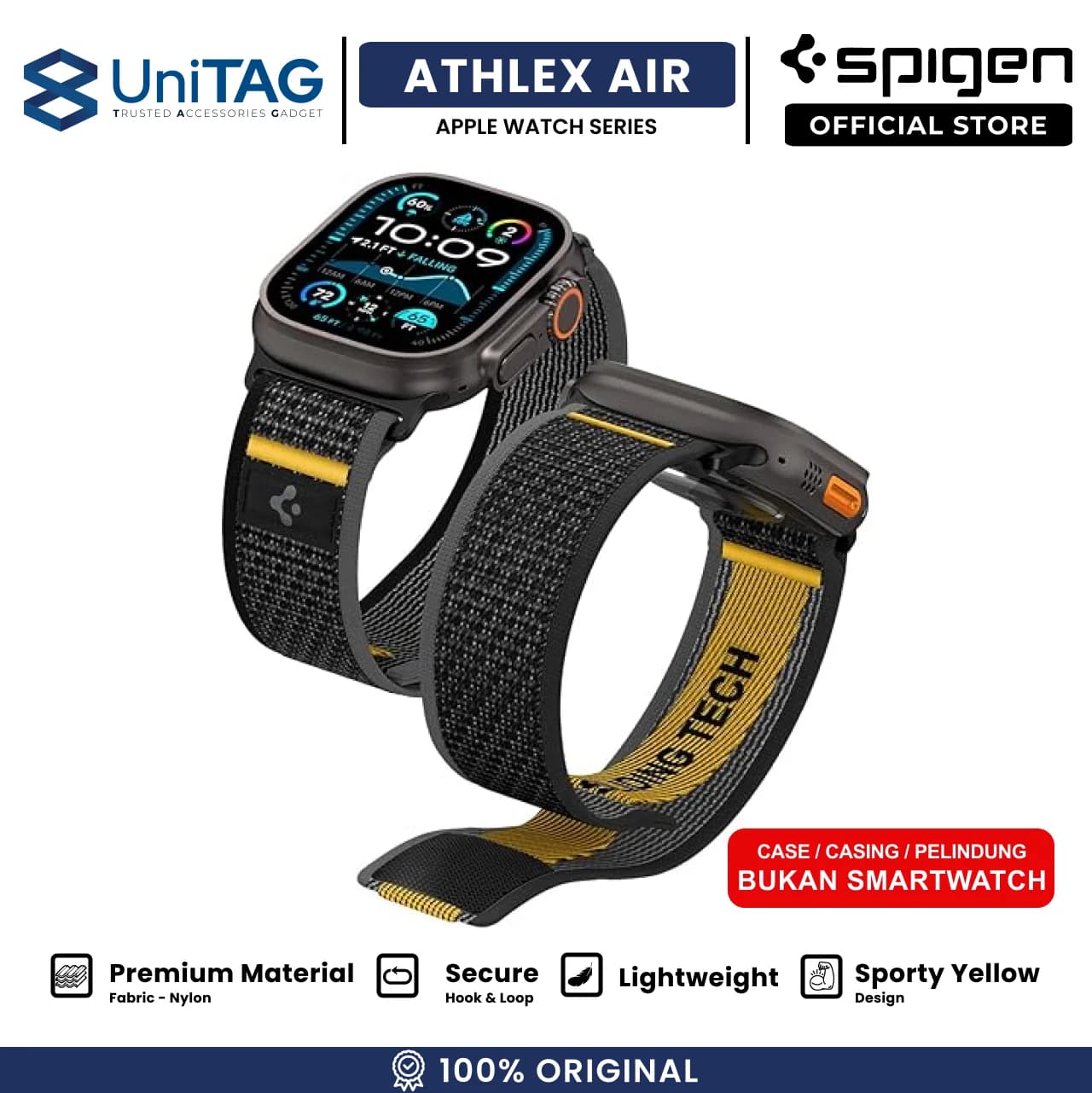 Spigen Apple Watch 49mm / 46mm / 45mm / 44mm / 42mm (Series 3 / 2 / 1) Strap Band Athlex Air - Active Black AMP09033-1