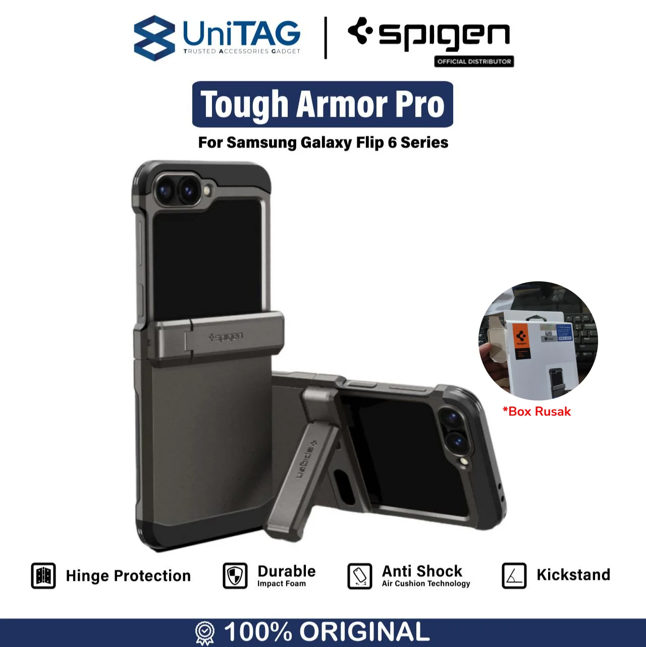 Spigen Galaxy Flip 6 Case Tough Armor Pro - Gunmetal ACS08360-1
