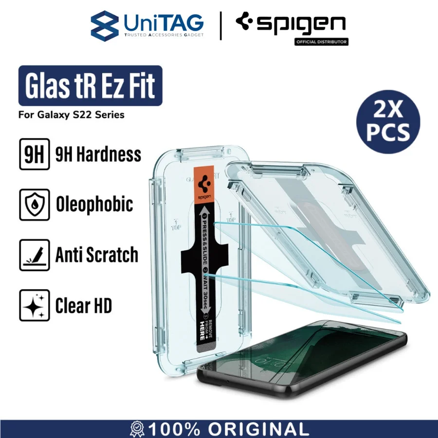 Tempered Glass Samsung Galaxy S22 Ultra Plus Spigen Glas tR EZ Fit Clear HD Anti Gores Protector