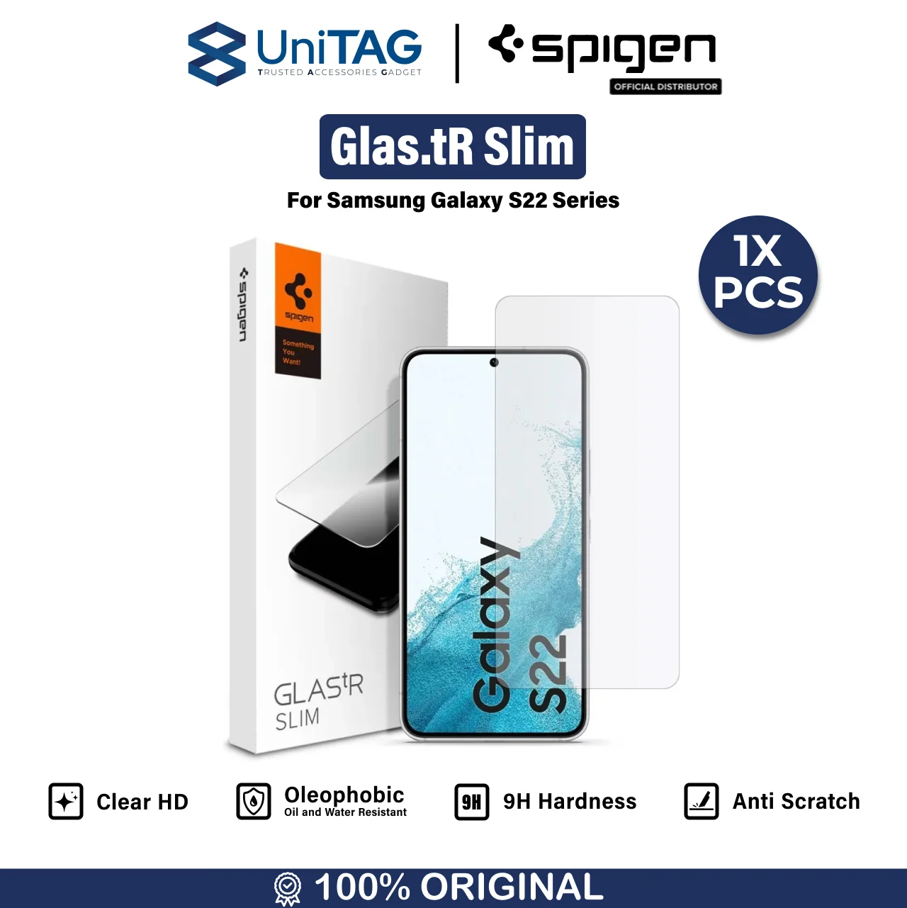 Tempered Glass Samsung Galaxy S22 Ultra Plus Spigen Glas tR Slim HD