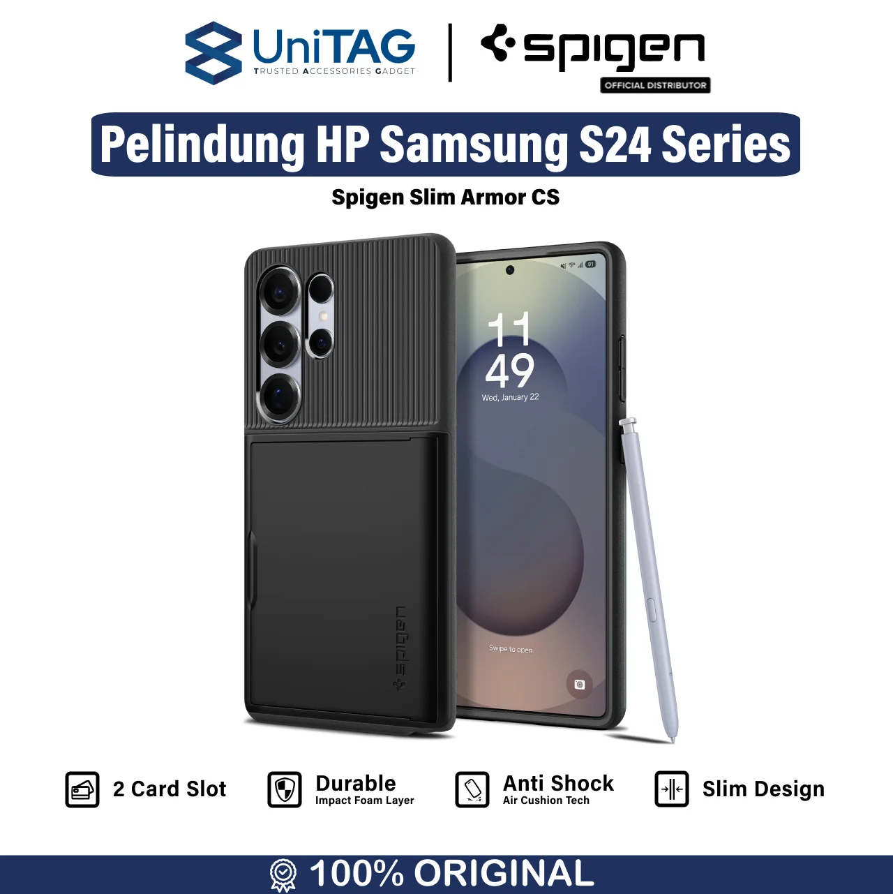 Case Samsung Galaxy S24 Ultra Plus Spigen Slim Armor CS Card Casing