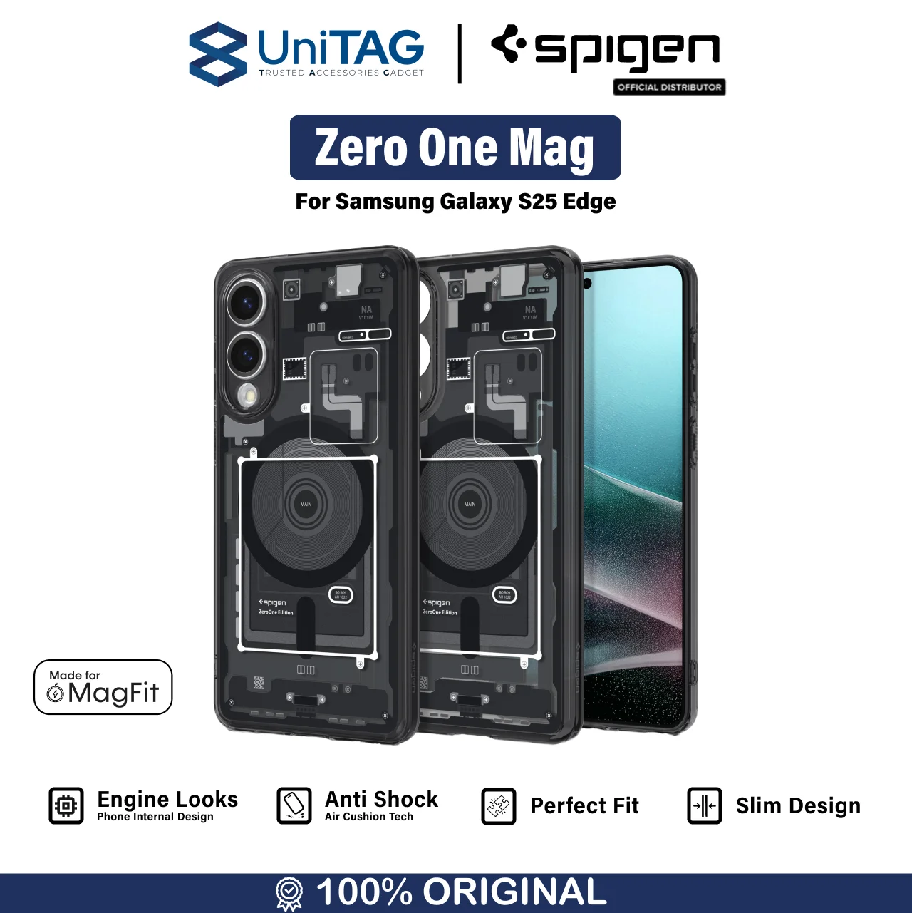 Case Samsung Galaxy S25 Edge Spigen Ultra Hybrid Zero One Magnetic MagFit Magsafe Anti Shock Casing
