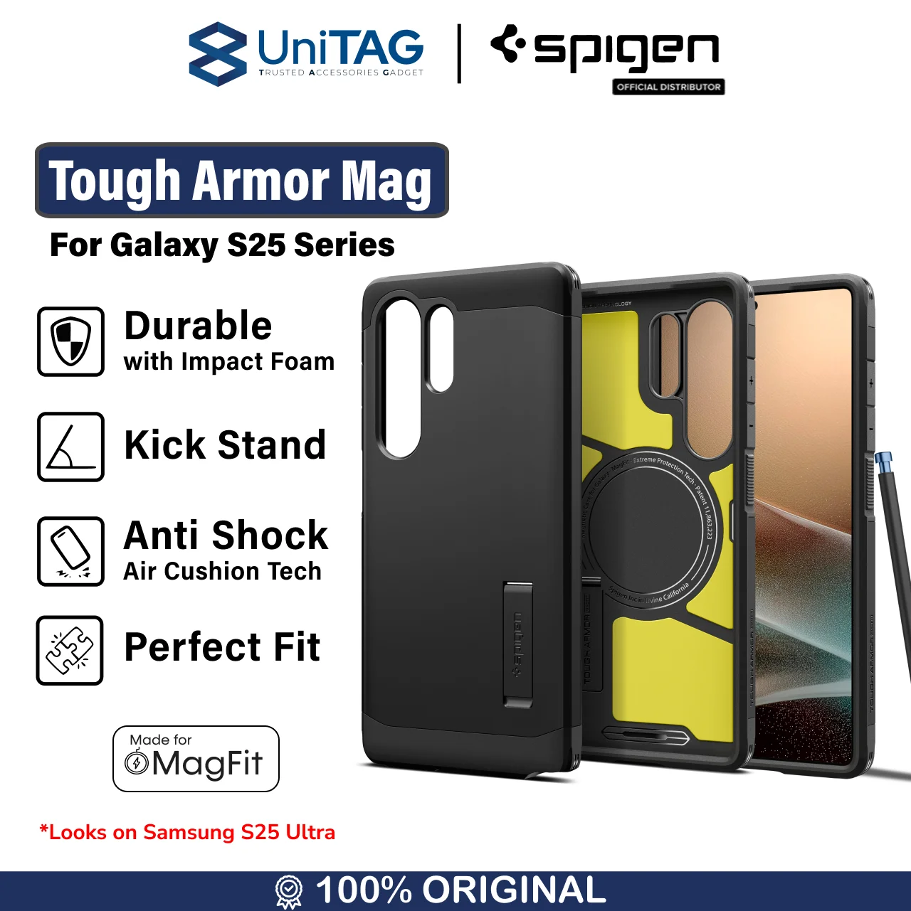 Spigen Galaxy S24 Case Stand Tough Armor - Black ACS07355-1