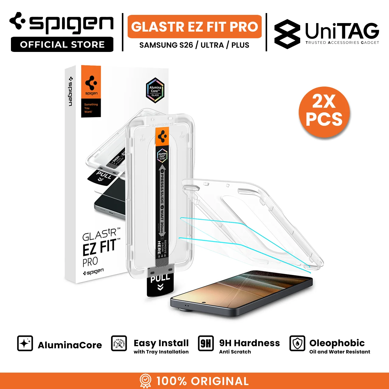 SPIGEN Tempered Glass for Samsung S26 Ultra Plus GlastR Ez Fit Pro HD Easy Install Tray Screen Protector