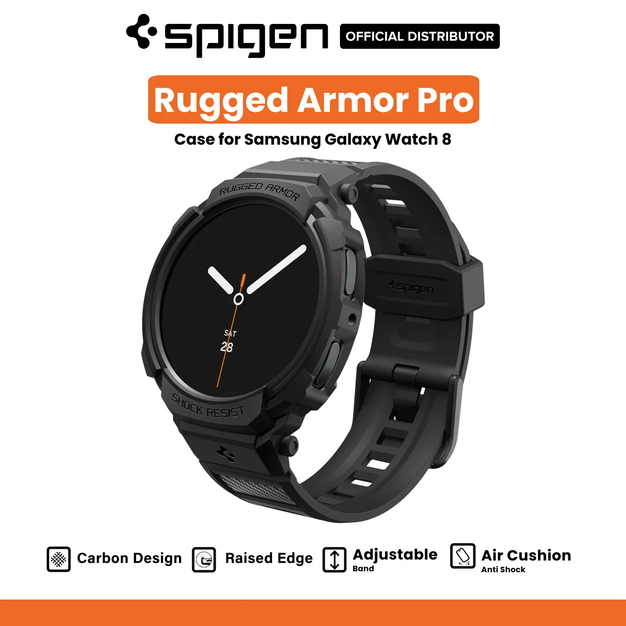 Spigen Galaxy Watch 8 (40mm) Case Strap Rugged Armor Pro - Matte Black ACS10005-1