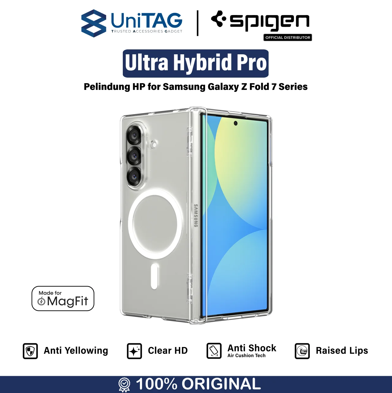 Spigen Galaxy Z Fold 7 Case Ultra Hybrid Pro MagFit - Clear White ACS09546-1