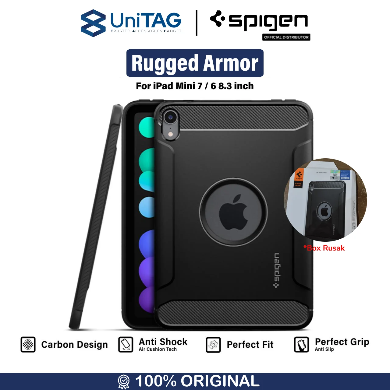 Spigen iPad Mini 7 / 6 Case Rugged Armor - Black ACS03764-1