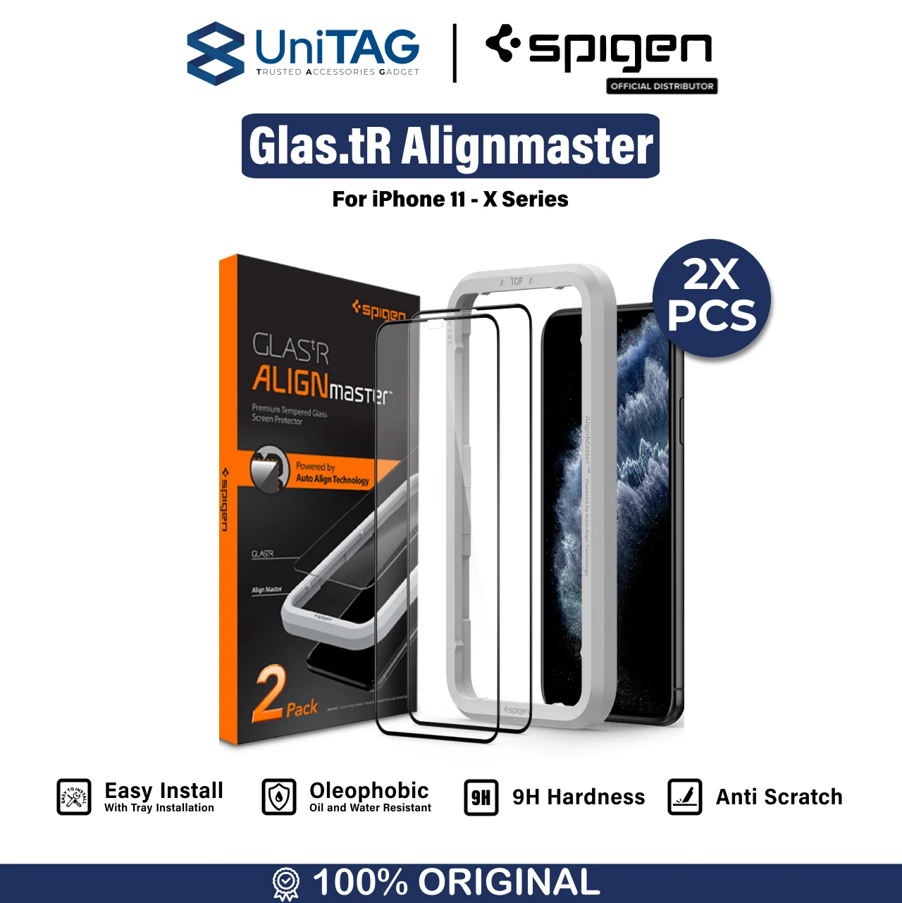 Tempered Glass iPhone 11 / Pro / Max / XS Max XS XR Spigen AlignMaster
