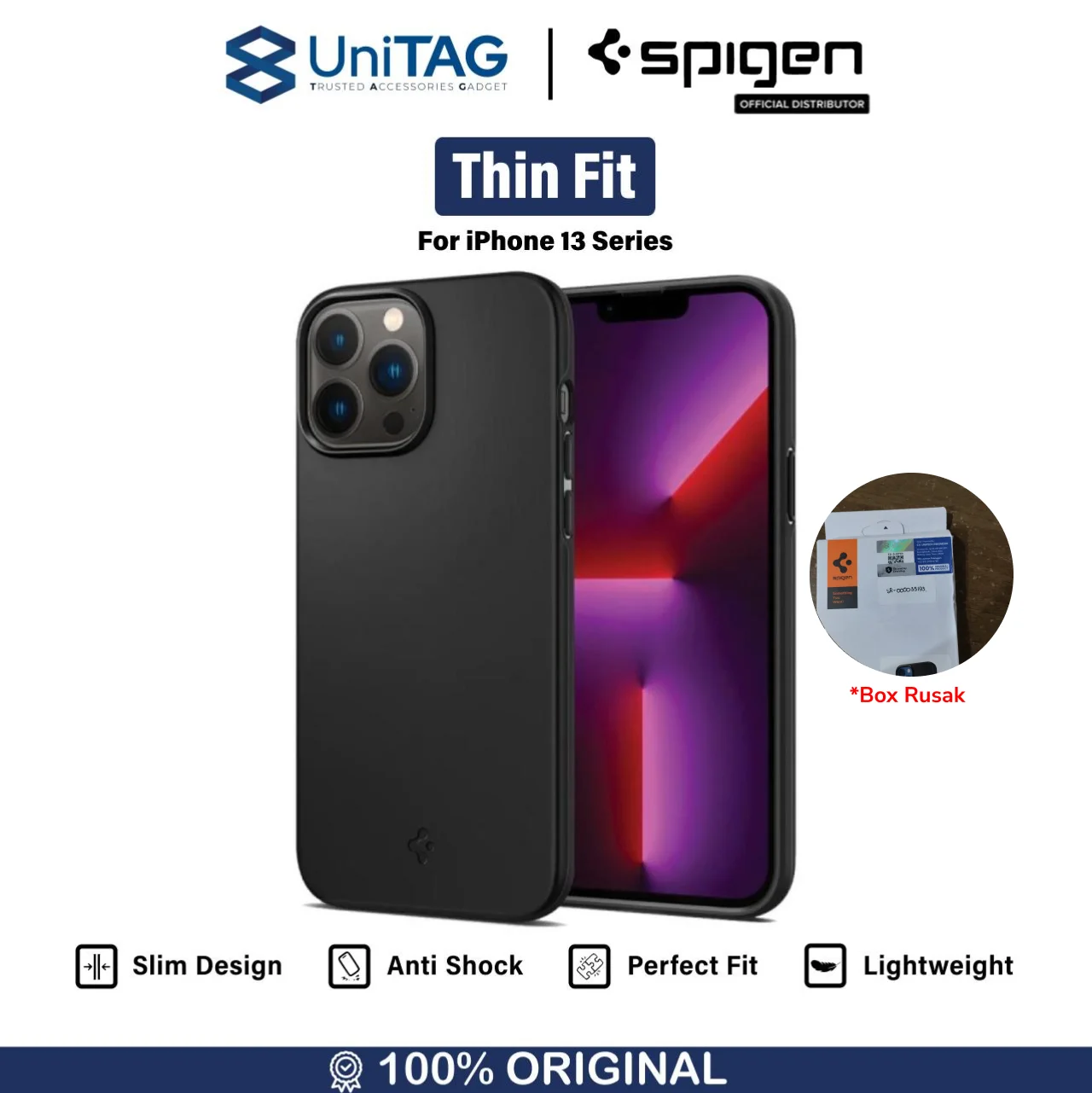 Spigen iPhone 13 Case Thin Fit - Black ACS03677-1