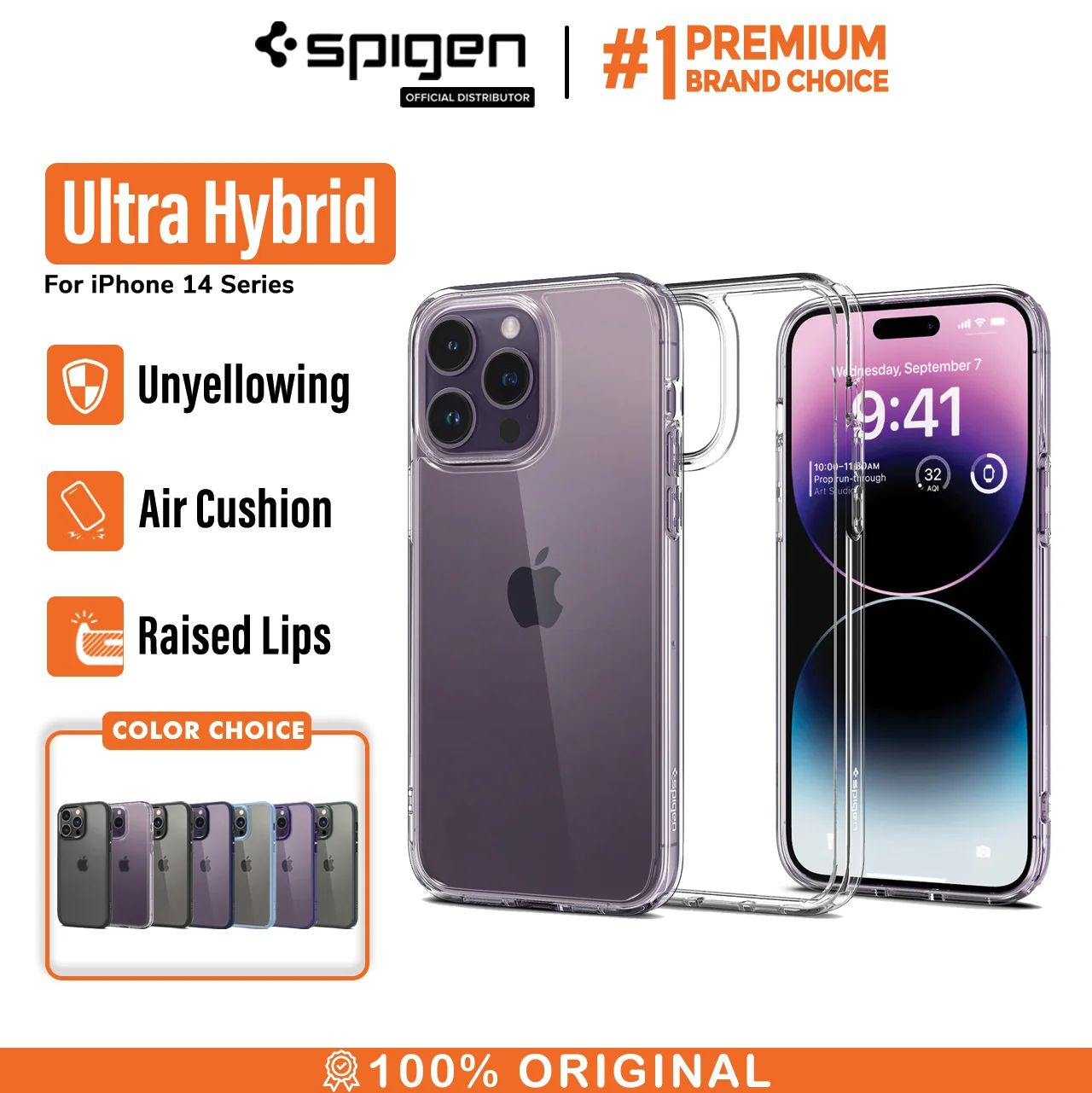 Case iPhone 14 Pro Max Plus Spigen Ultra Hybrid Slim Clear HD Casing
