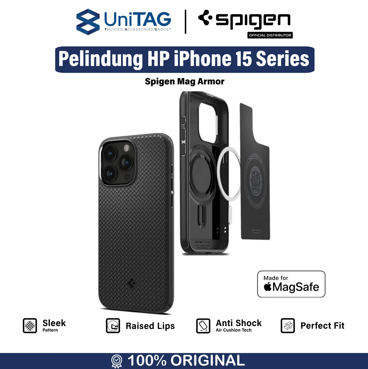 Case iPhone 15 Pro Max Plus Spigen Mag Armor MagSafe Matte Shockproof