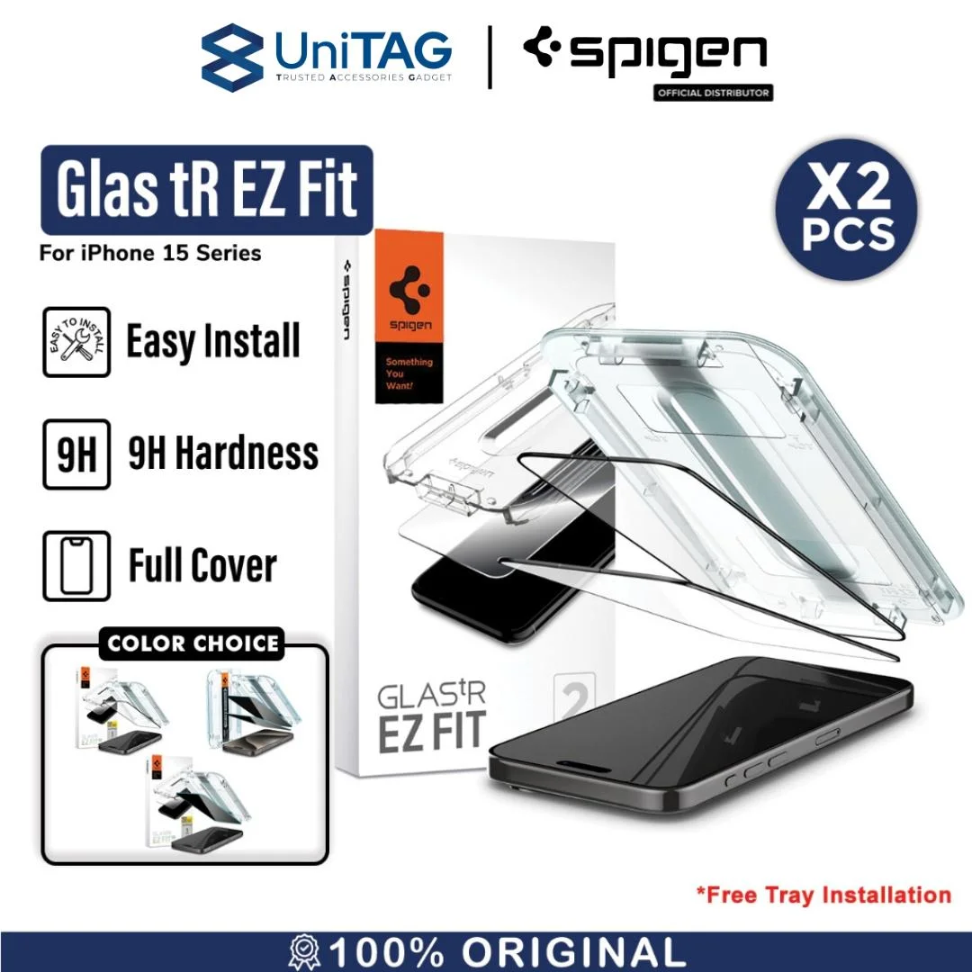Spigen iPhone 16 / 15 Tempered Glass Privacy with 2 Pack GlastR EZ Fit - Privacy AGL06905-1