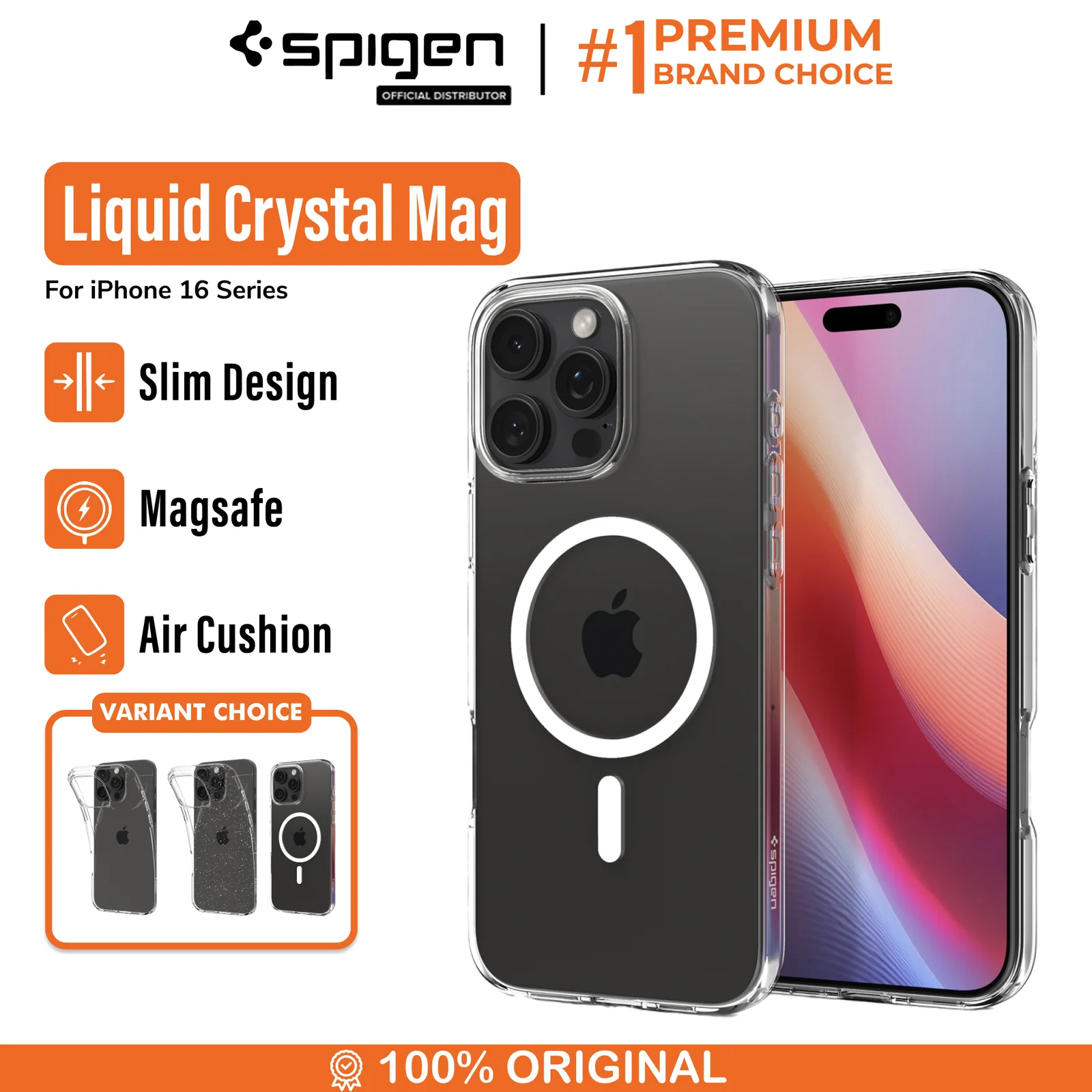 Spigen iPhone 16 Pro Case Magsafe Liquid Crystal MagFit - Crystal Clear ACS08389