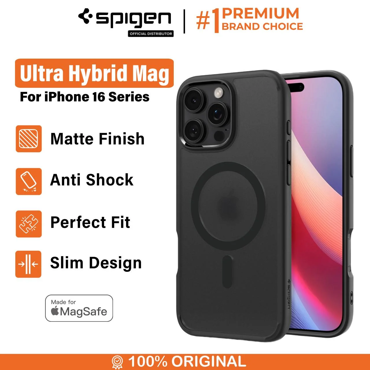 Spigen iPhone 16 Pro Max Case Magsafe Ultra Hybrid MagFit - Frost Black ACS08003-1