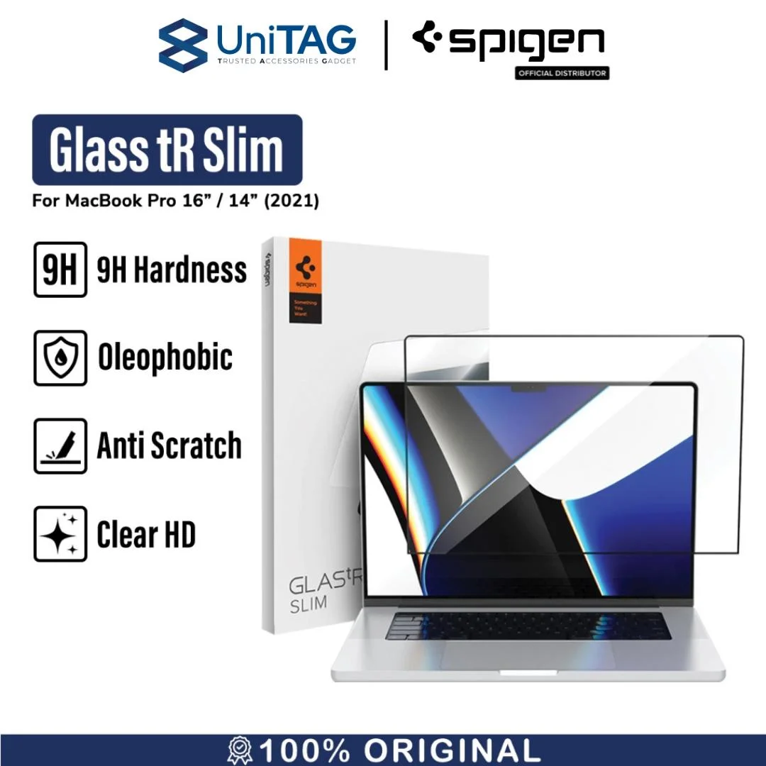 Tempered Glass Macbook Pro M1 14 /16 2021 Spigen Glas tR Slim FC Clear