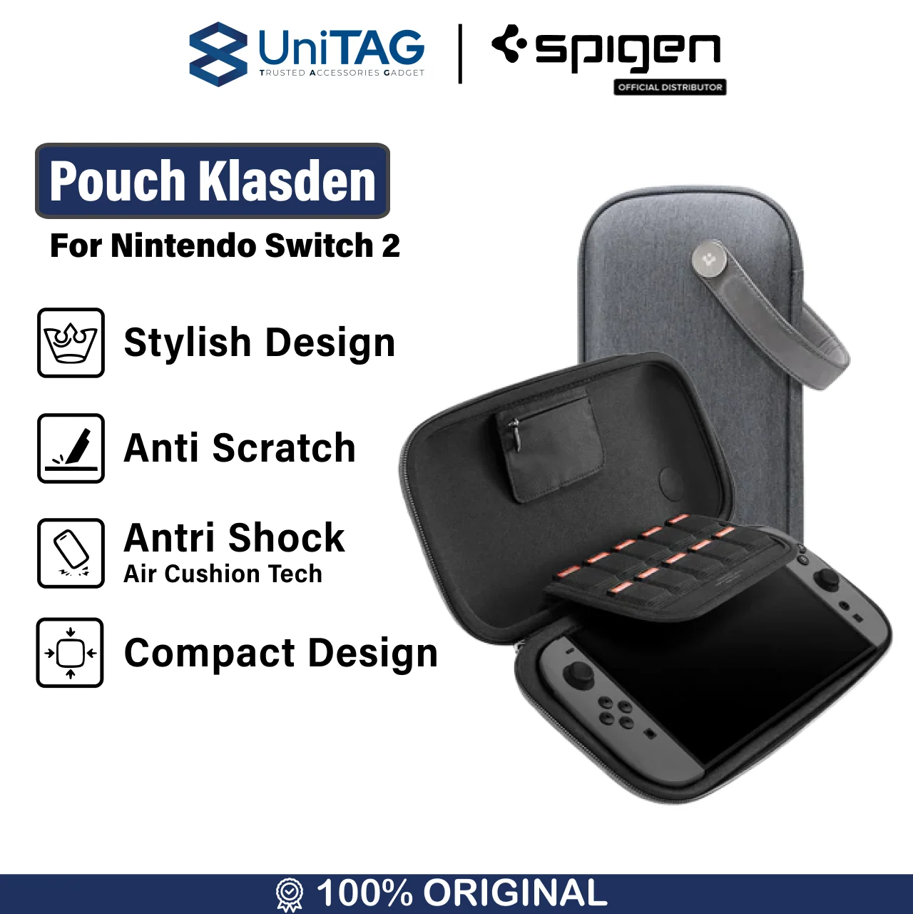 Spigen Nintendo Switch 2 Pouch Klasden - Charcoal Gray AGP09077-1
