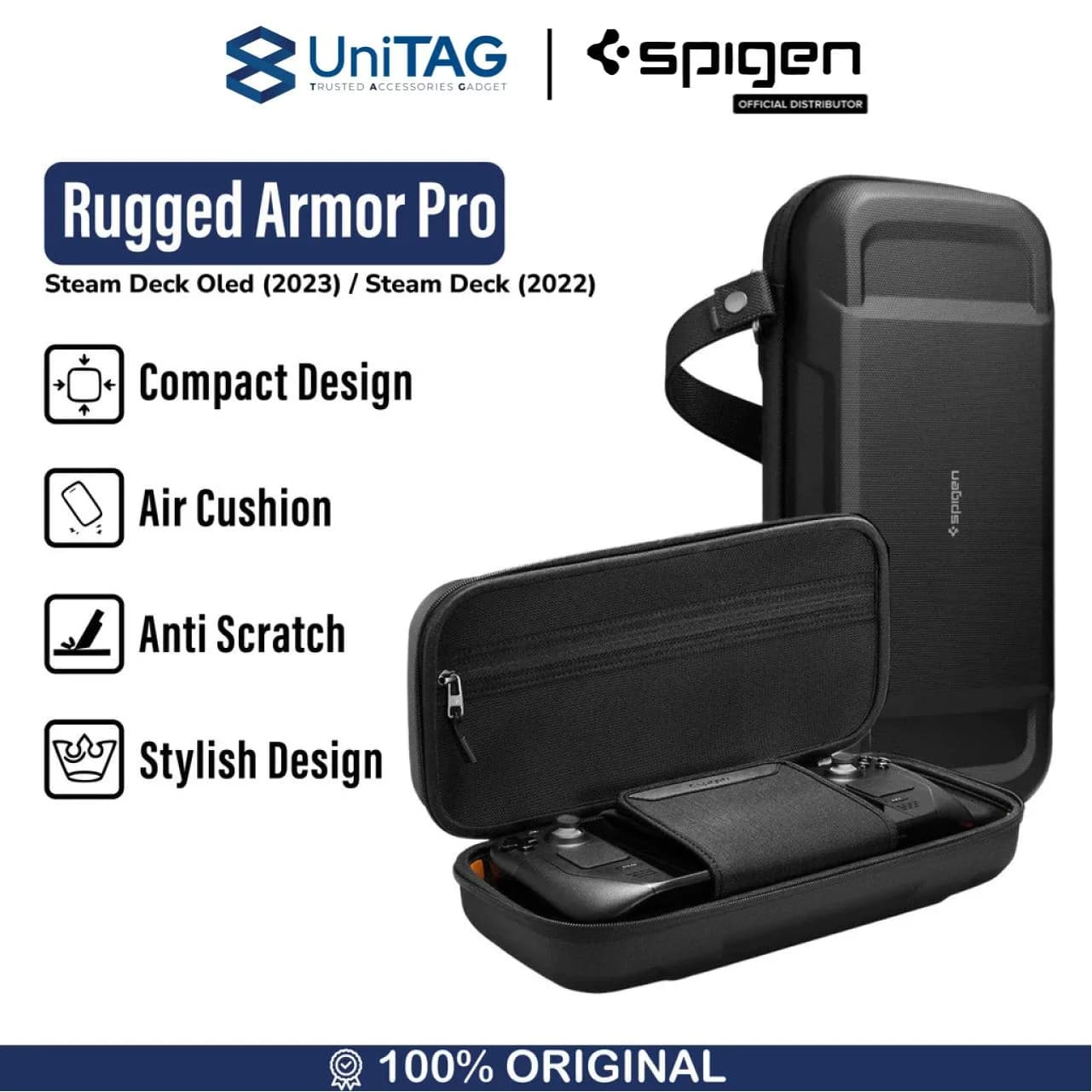 Spigen Steam Deck OLED (2023) / Steam Deck (2022) Pouch Rugged Armor Pro - Black AFA03731-1