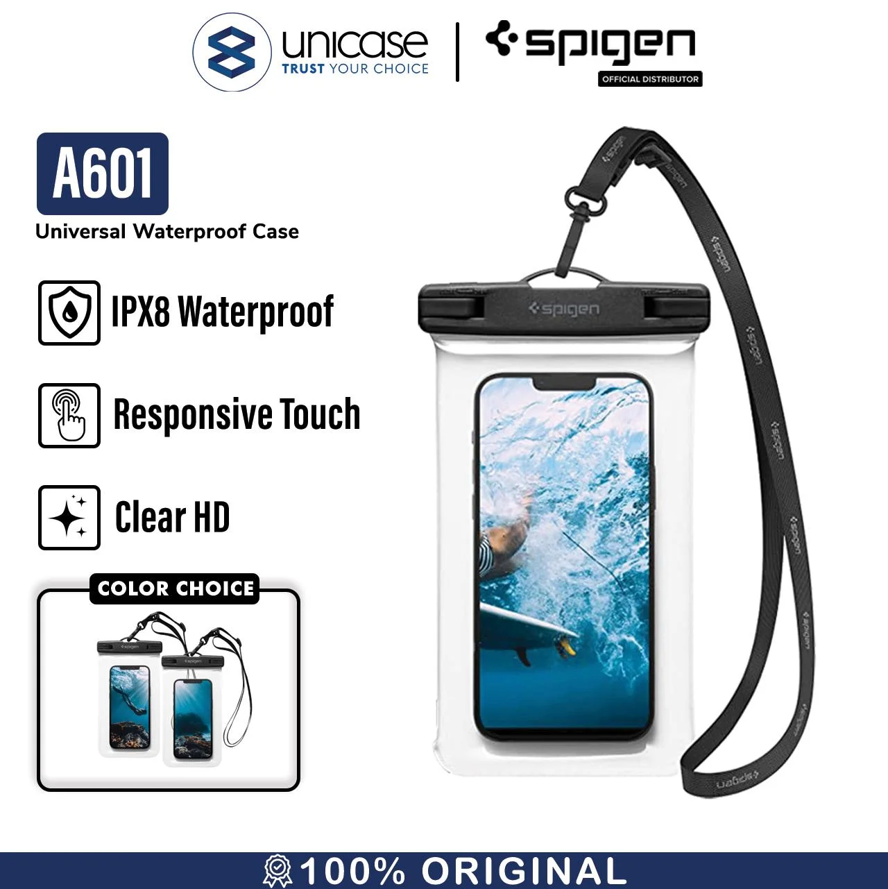 Waterproof Phone Case Spigen A601 Universal Waterproof Clear Anti Air