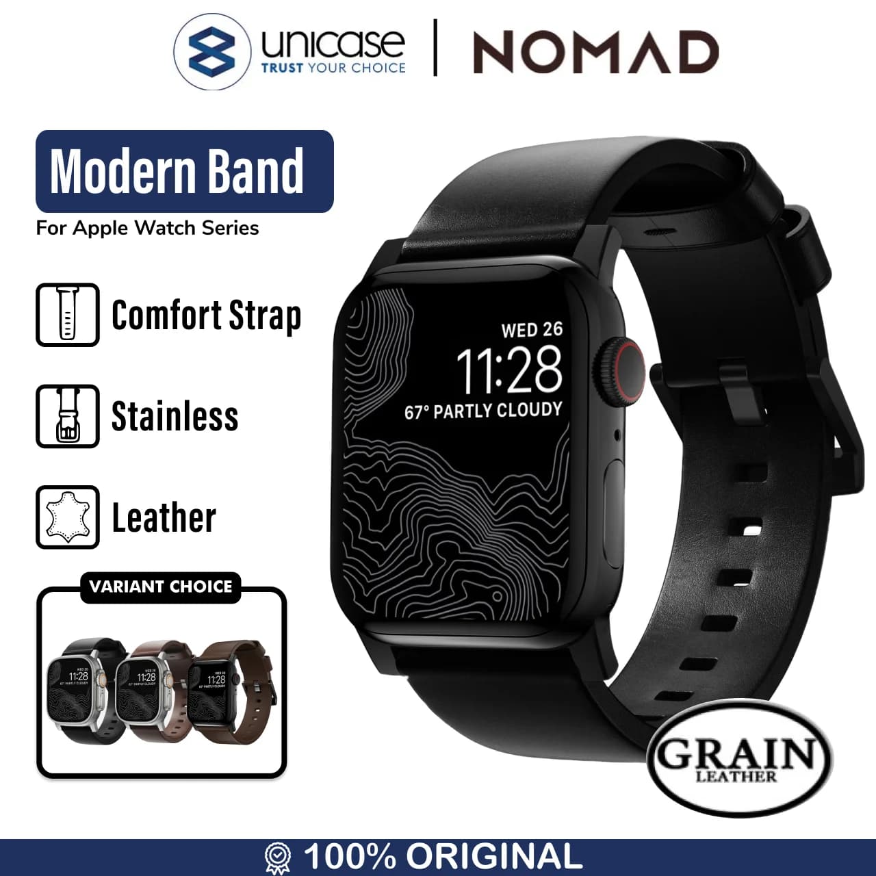 Strap Apple Watch Ultra 2 9/8 49/45/41mm Nomad Modern Horween Leather
