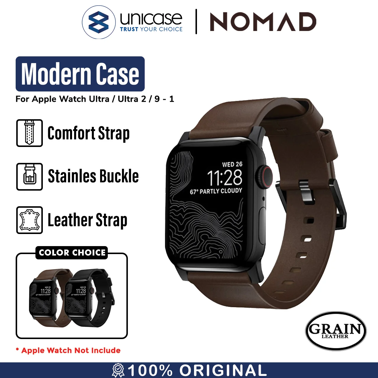 Strap Apple Watch Ultra 2 9/8 49/45/41mm Nomad Modern Horween Leather
