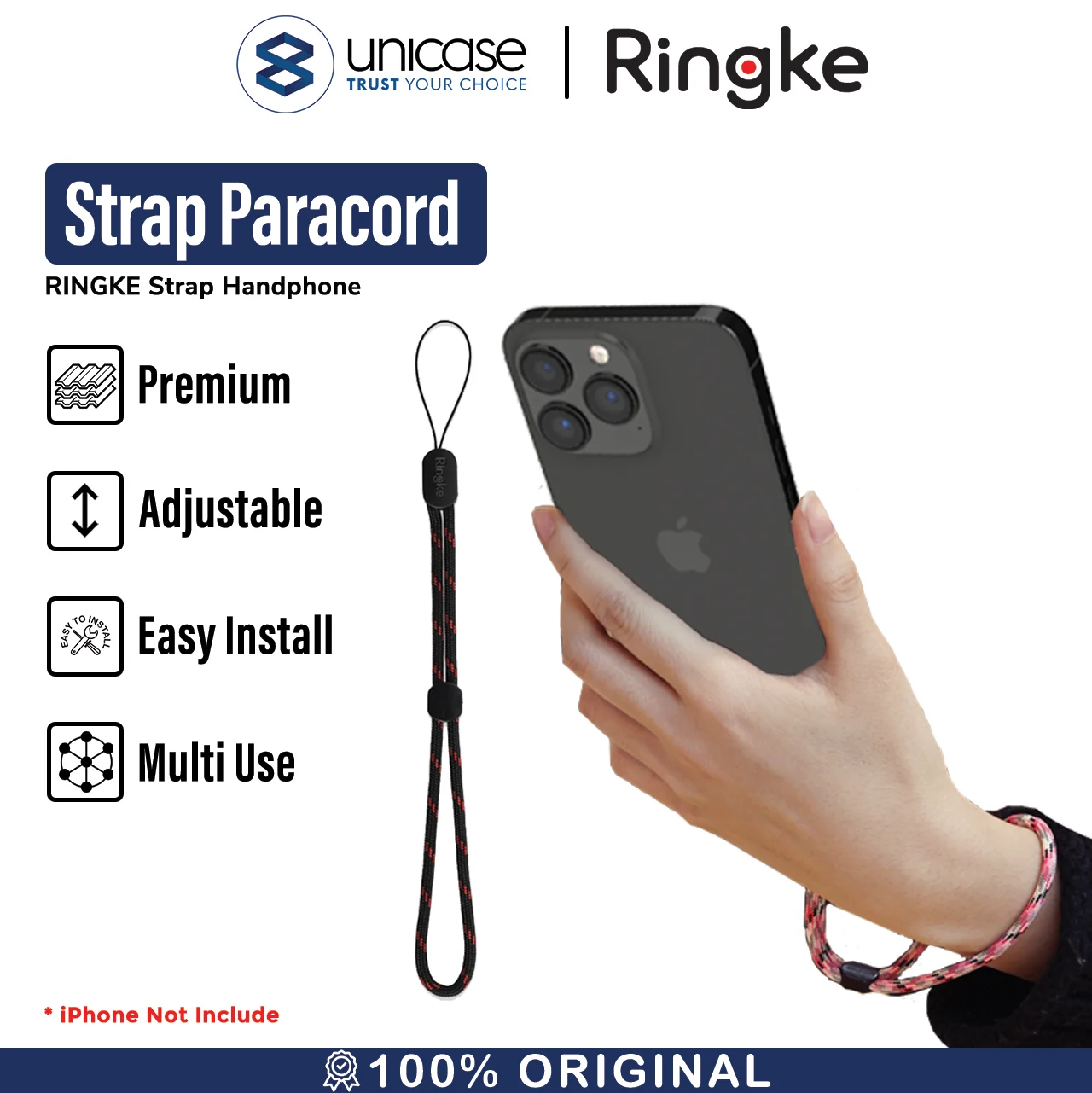 Strap Handphone Ringke Wrist Paracord Lanyard / Tali Gantungan Kamera