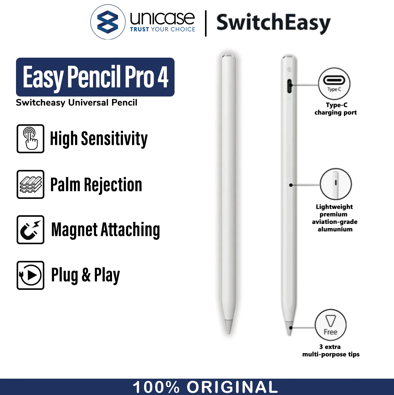 Stylus Pen SwitchEasy EasyPencil Pro 4 Touch Digital for Apple iPad