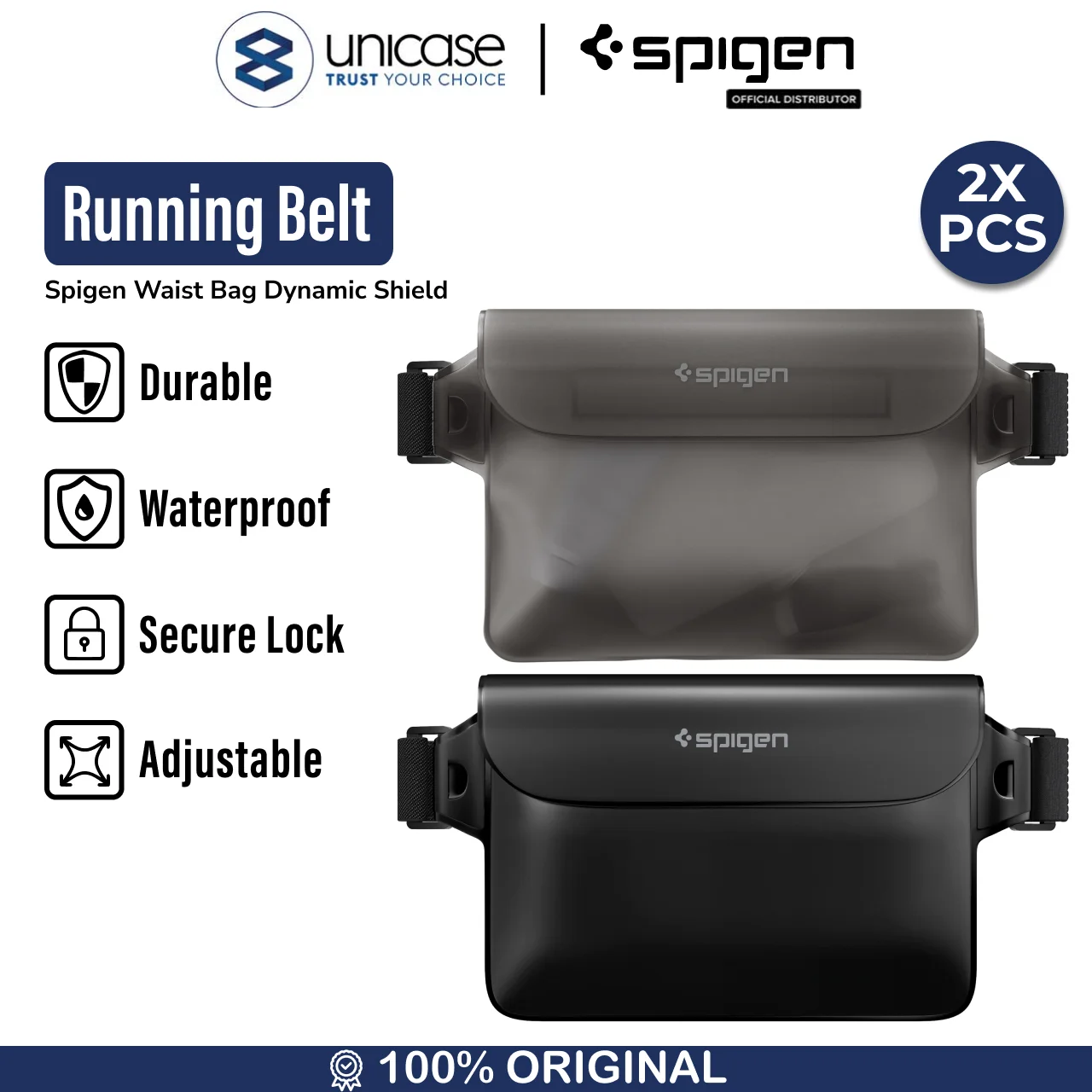 Tas Selempang Pinggang Pria Spigen Waistbag Aqua Shield Sport Waterproof Travel Durable multifungsi