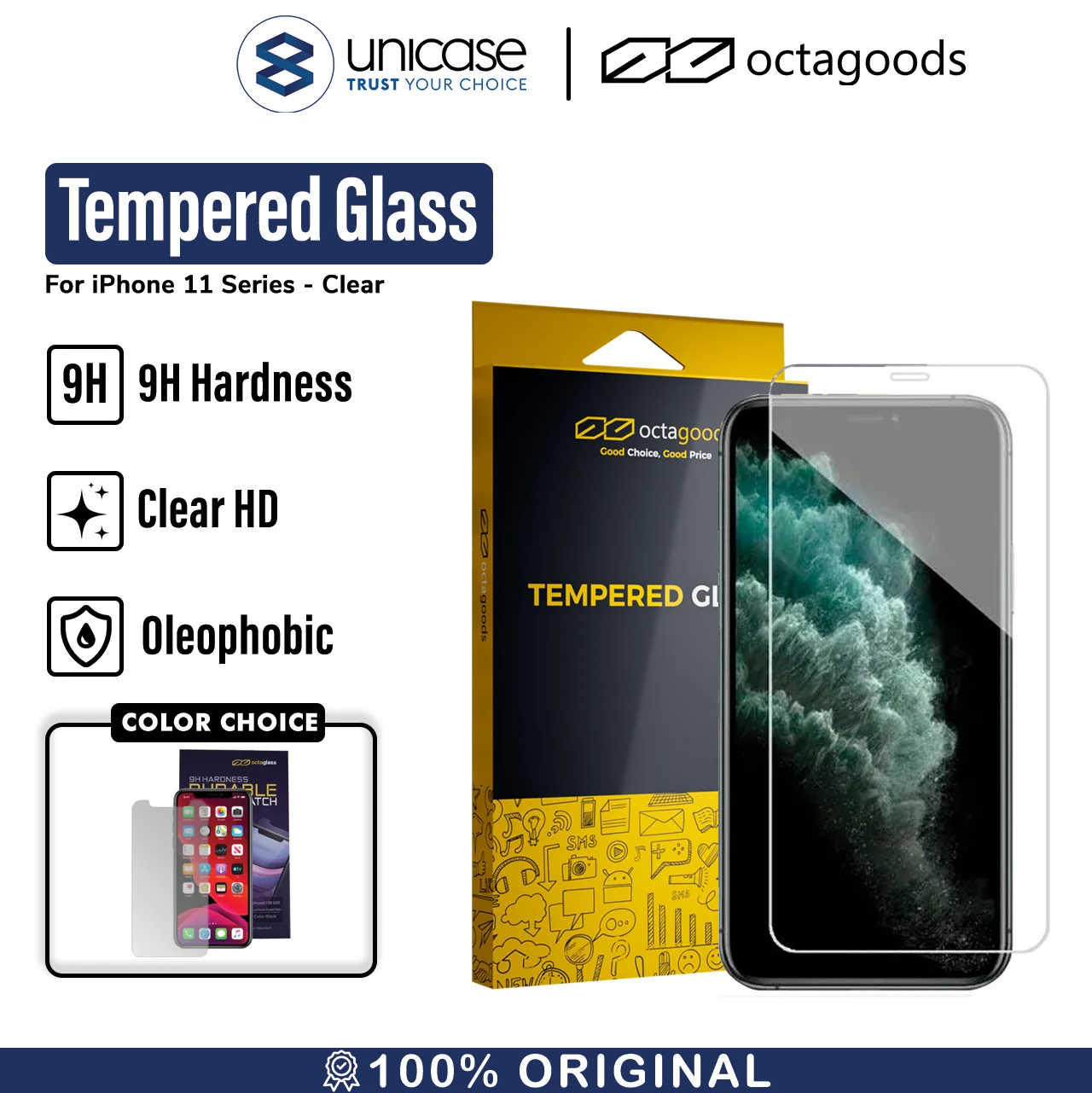 Tempered Glass Anti gores iPhone 11 Pro Max XS Max XS XR X OCTA Clear
