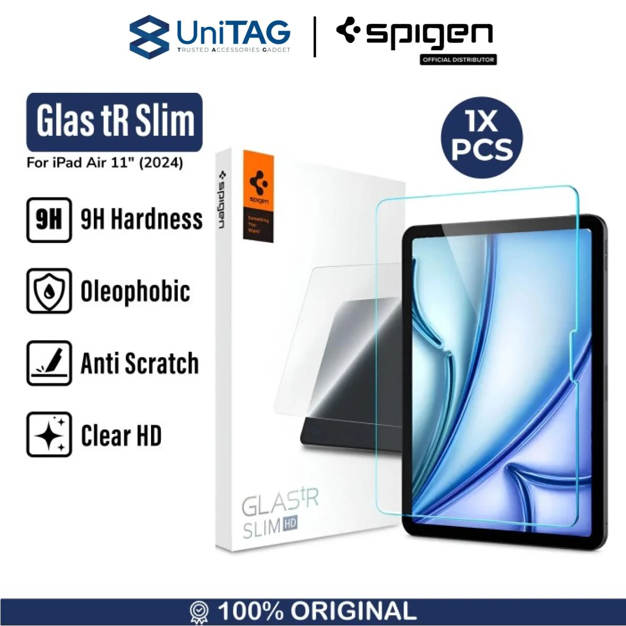 Tempered Glass iPad Air 11 M2 2024 Spigen Glas tR Slim Anti Gores 9H