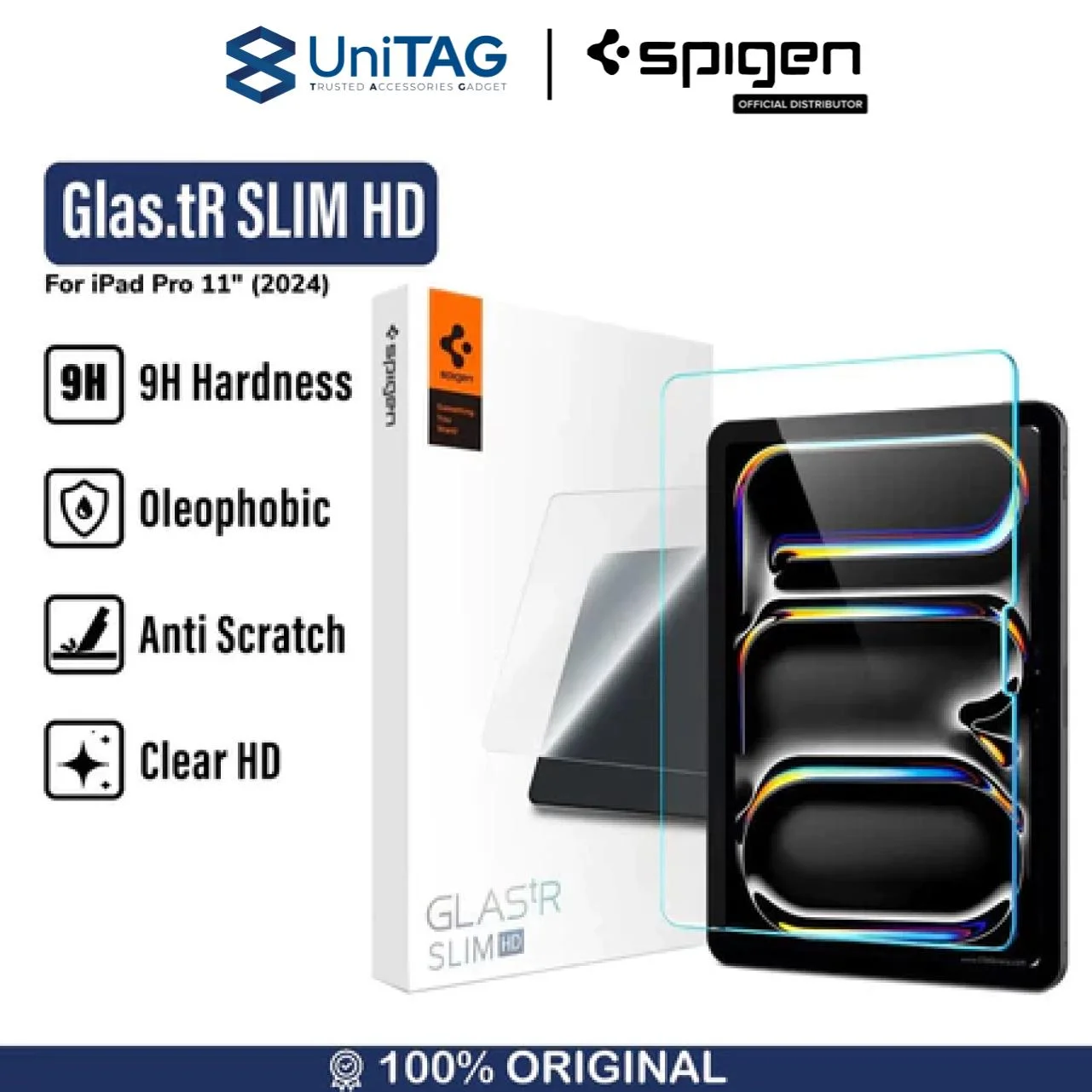 Tempered Glass iPad Pro 11 M4 2024 Spigen GlastR Slim Clear Anti Gores