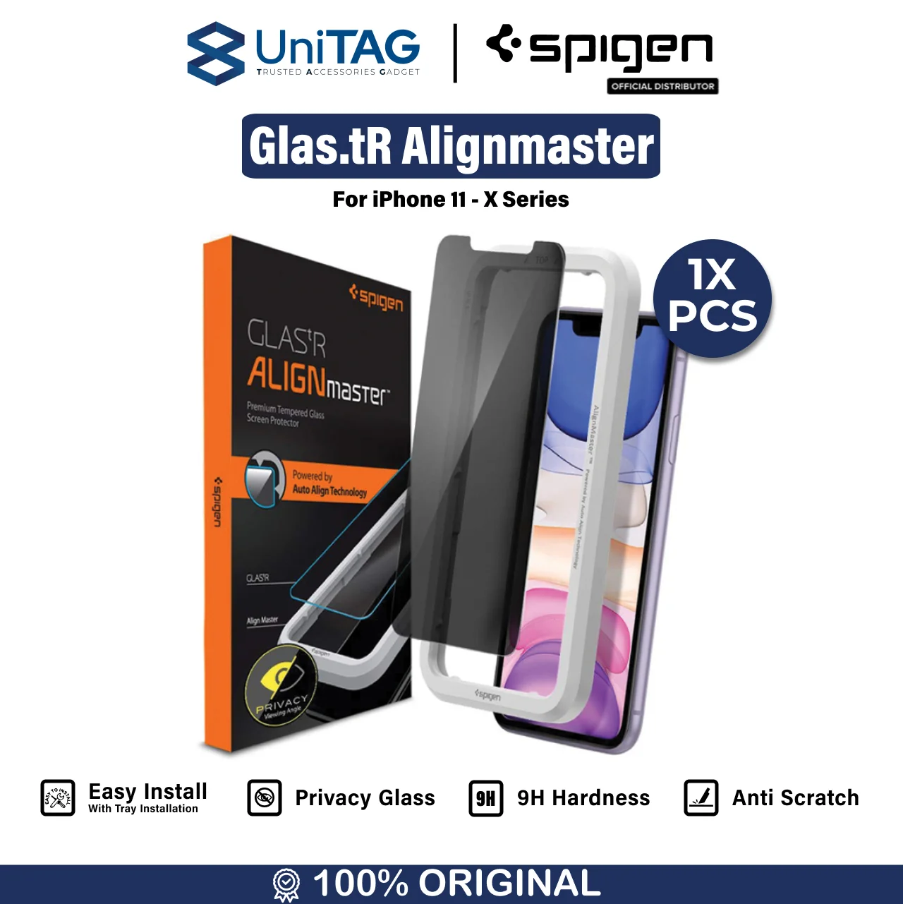 Tempered Glass iPhone 11 / Pro / Max / XS Max XS XR Spigen AlignMaster