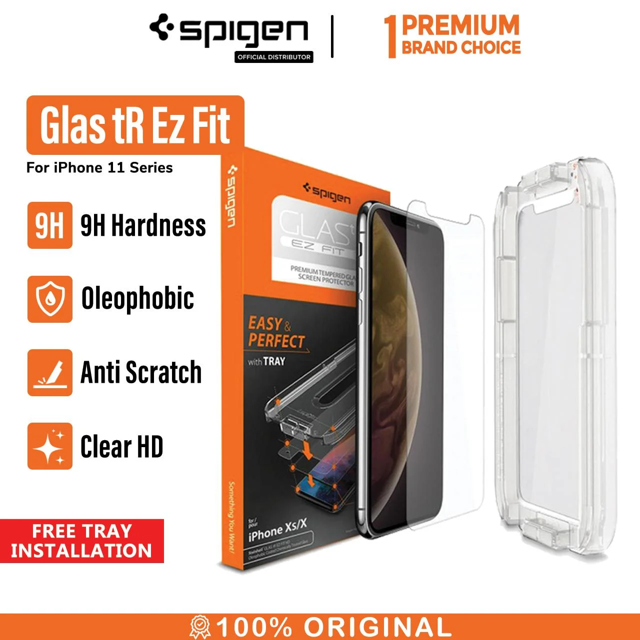 Tempered Glass iPhone 11 / Pro / Max / XS Max / XS XR X Spigen EZ Fit