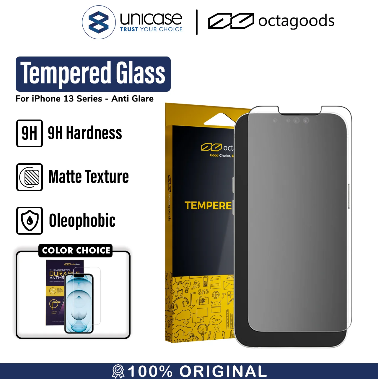 Tempered Glass iPhone 13 Pro Max Mini OCTA Clear Matte Anti Gores
