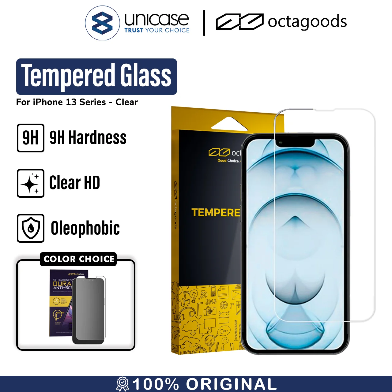 Tempered Glass iPhone 13 Pro Max Mini OCTA Clear Matte Anti Gores