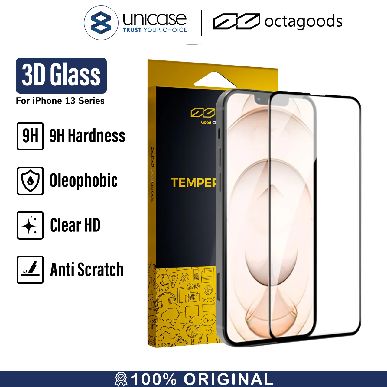 Tempered Glass iPhone 13 Pro Max Mini OCTA Full Cover Clear Glass