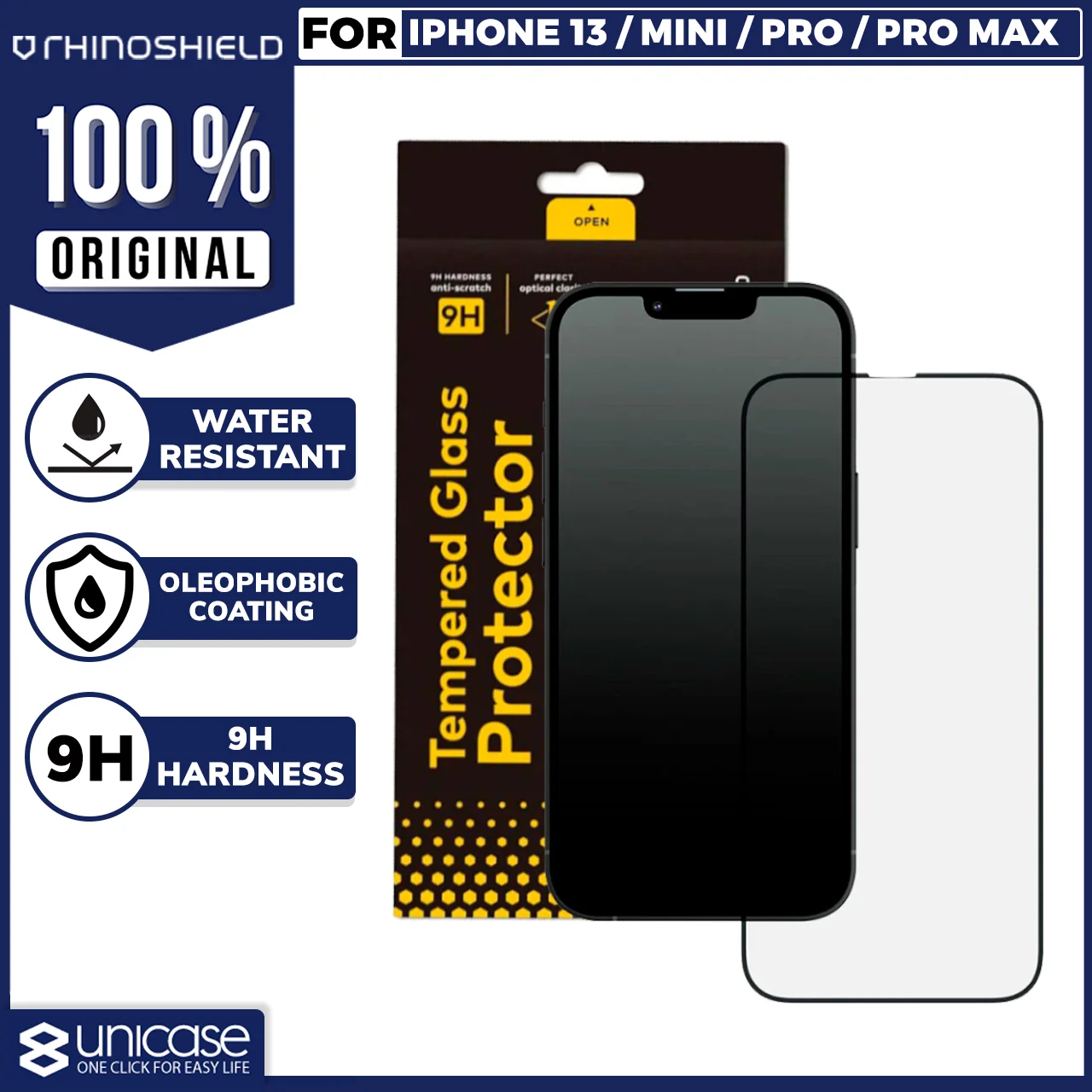 Tempered Glass iPhone 14/13 Mini Pro Max Plus Rhinoshield Clear Full