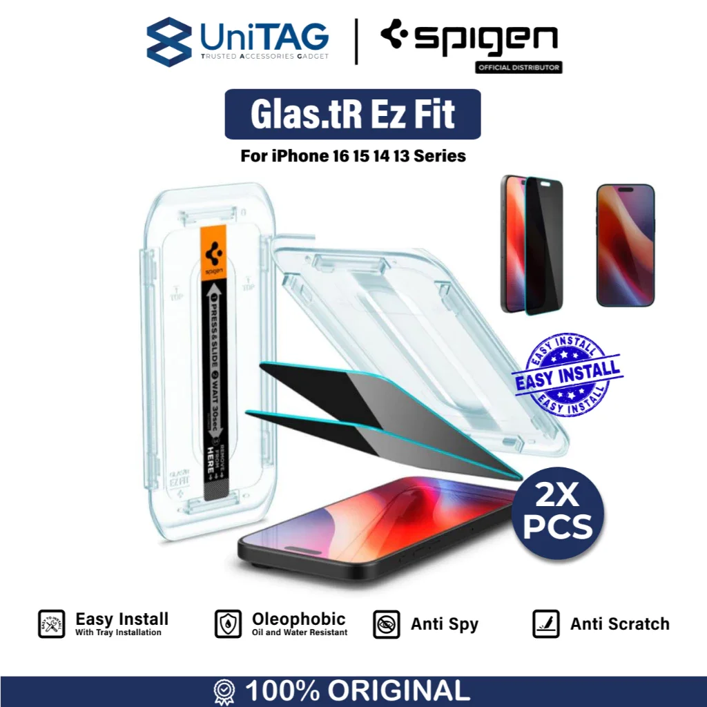 Tempered Glass iPhone 14/13 Mini Pro Max Plus Spigen Glas tR EZ Fit