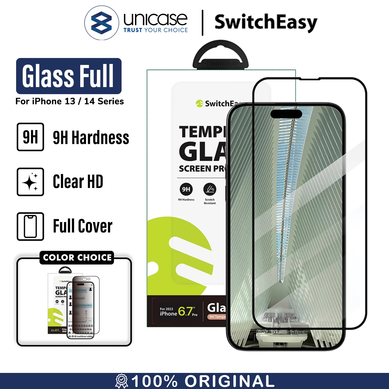 Tempered Glass iPhone 14/13 Pro Max Plus SwitchEasy Full Cover Clear