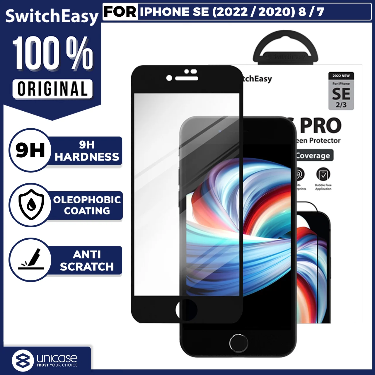 Tempered Glass iPhone SE 3 2022/2020 8/7 SwitchEasy Glass Pro FC Clear