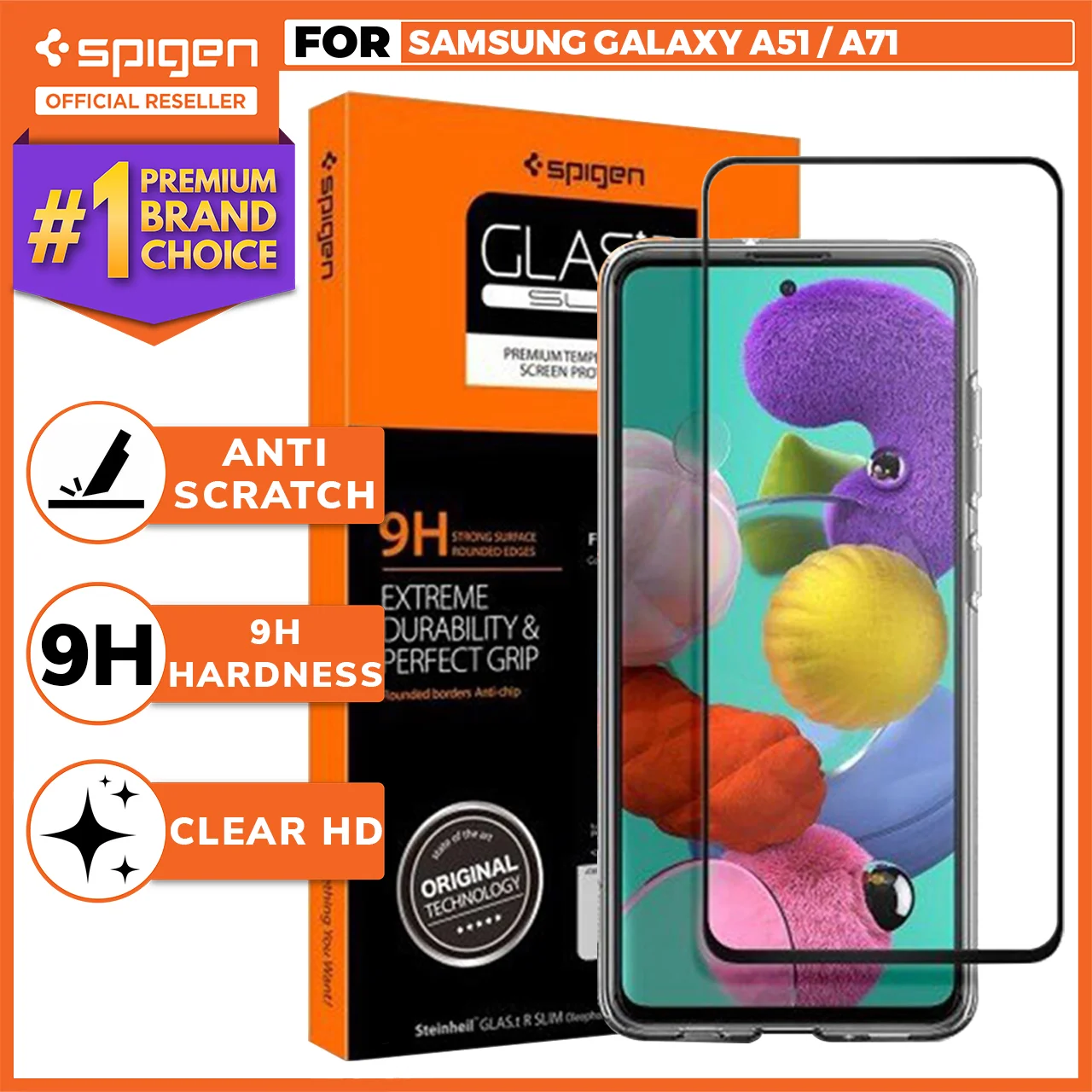 Tempered Glass Samsung Galaxy A51 / A71 Spigen Glas tR Full Cover