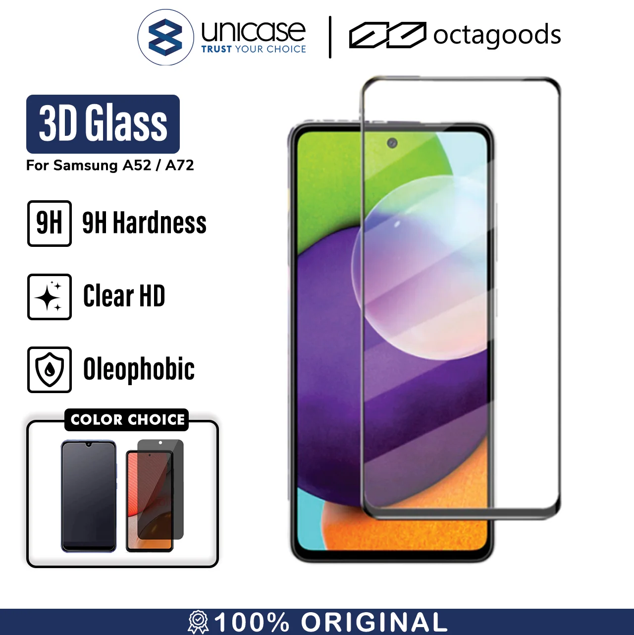Tempered Glass Samsung Galaxy A52 / A72 OctaGoods Glass Full Cover